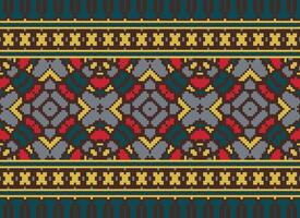 traverser point frontière. broderie traverser point. ethnique motifs. géométrique ethnique Indien modèle. originaire de ethnique motif.texture textile en tissu Vêtements tricots imprimer. pixel horizontal sans couture vecteur. vecteur