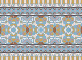 traverser point frontière. broderie traverser point. ethnique motifs. géométrique ethnique Indien modèle. originaire de ethnique motif.texture textile en tissu Vêtements tricots imprimer. pixel horizontal sans couture vecteur. vecteur