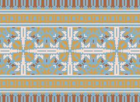 traverser point frontière. broderie traverser point. ethnique motifs. géométrique ethnique Indien modèle. originaire de ethnique motif.texture textile en tissu Vêtements tricots imprimer. pixel horizontal sans couture vecteur. vecteur