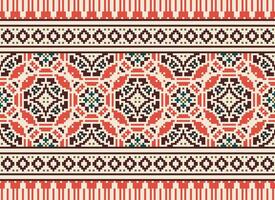 magnifique pixel motifs traditionnel populaire style, géométrique ethnique sans couture modèle vecteur illustration. conception pour traverser point, tapis, fond d'écran, vêtements, texte tissu, emballage, batique, broderie