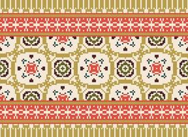 magnifique pixel motifs traditionnel populaire style, géométrique ethnique sans couture modèle vecteur illustration. conception pour traverser point, tapis, fond d'écran, vêtements, texte tissu, emballage, batique, broderie