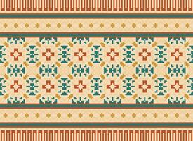 magnifique pixel motifs traditionnel populaire style, géométrique ethnique sans couture modèle vecteur illustration. conception pour traverser point, tapis, fond d'écran, vêtements, texte tissu, emballage, batique, broderie