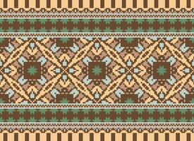 magnifique pixel motifs traditionnel populaire style, géométrique ethnique sans couture modèle vecteur illustration. conception pour traverser point, tapis, fond d'écran, vêtements, texte tissu, emballage, batique, broderie