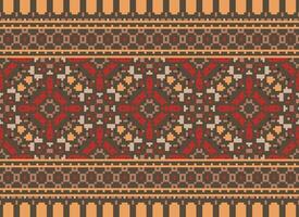 magnifique pixel motifs traditionnel populaire style, géométrique ethnique sans couture modèle vecteur illustration. conception pour traverser point, tapis, fond d'écran, vêtements, texte tissu, emballage, batique, broderie