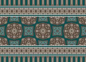 pixel ethnique géométrique en tissu modèle traverser point.ikat broderie ethnique Oriental pixel modèle bleu Contexte. abstrait, vecteur, illustration. texture, vêtements, cadre, décoration, motifs, soie fond d'écran. vecteur