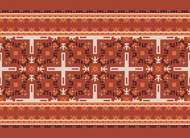 pixel ikat et traverser point géométrique sans couture modèle ethnique Oriental traditionnel. aztèque style illustration conception pour tapis, fond d'écran, vêtements, emballage, batik. vecteur