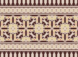 pixel ikat et traverser point géométrique sans couture modèle ethnique Oriental traditionnel. aztèque style illustration conception pour tapis, fond d'écran, vêtements, emballage, batik. vecteur