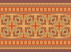 pixel ikat et traverser point géométrique sans couture modèle ethnique Oriental traditionnel. aztèque style illustration conception pour tapis, fond d'écran, vêtements, emballage, batik. vecteur