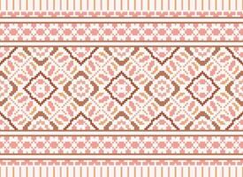 pixel ikat et traverser point géométrique sans couture modèle ethnique Oriental traditionnel. aztèque style illustration conception pour tapis, fond d'écran, vêtements, emballage, batik. vecteur