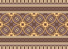 pixel ikat et traverser point géométrique sans couture modèle ethnique Oriental traditionnel. aztèque style illustration conception pour tapis, fond d'écran, vêtements, emballage, batik. vecteur