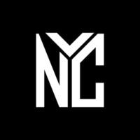 création de logo de lettre nc sur fond noir. concept de logo de lettre initiales créatives nc. conception de lettre nc. vecteur
