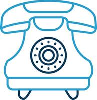 Téléphone ligne bleu deux Couleur icône vecteur