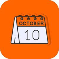 10e de octobre rempli Orange Contexte icône vecteur