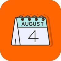 4e de août rempli Orange Contexte icône vecteur