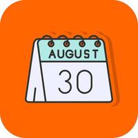30 de août rempli Orange Contexte icône vecteur