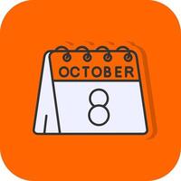 8e de octobre rempli Orange Contexte icône vecteur