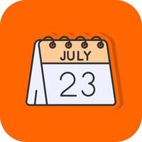 23ème de juillet rempli Orange Contexte icône vecteur