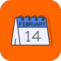 14e de février rempli Orange Contexte icône vecteur
