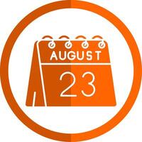 23ème de août glyphe Orange cercle icône vecteur