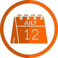 12e de juillet glyphe Orange cercle icône vecteur