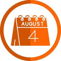 4e de août glyphe Orange cercle icône vecteur