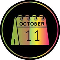 11ème de octobre glyphe dû Couleur icône vecteur