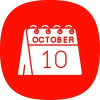 10e de octobre glyphe courbe icône vecteur