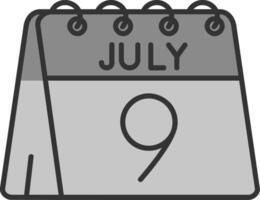 9e de juillet ligne rempli niveaux de gris icône vecteur
