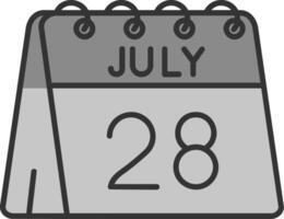 28e de juillet ligne rempli niveaux de gris icône vecteur