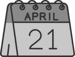 21e de avril ligne rempli niveaux de gris icône vecteur