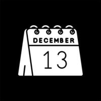 13e de décembre glyphe inversé icône vecteur
