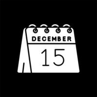 15e de décembre glyphe inversé icône vecteur