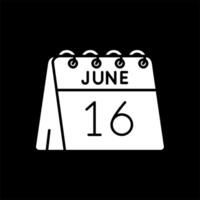 16e de juin glyphe inversé icône vecteur