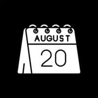 20e de août glyphe inversé icône vecteur