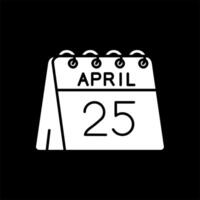 25ème de avril glyphe inversé icône vecteur