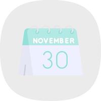30 de novembre plat courbe icône vecteur