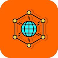 réseau rempli Orange Contexte icône vecteur