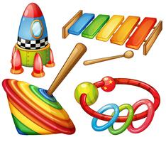 Ensemble de jouets en bois coloré vecteur