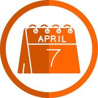 7e de avril glyphe Orange cercle icône vecteur