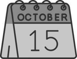 15e de octobre ligne rempli niveaux de gris icône vecteur