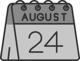 24e de août ligne rempli niveaux de gris icône vecteur