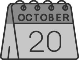 20e de octobre ligne rempli niveaux de gris icône vecteur