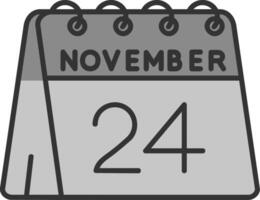 24e de novembre ligne rempli niveaux de gris icône vecteur