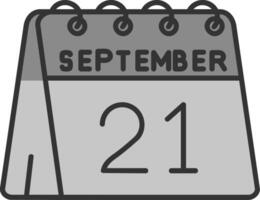 21e de septembre ligne rempli niveaux de gris icône vecteur