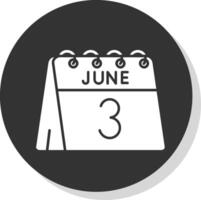 3e de juin glyphe gris cercle icône vecteur