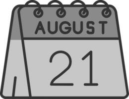 21e de août ligne rempli niveaux de gris icône vecteur
