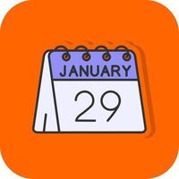 29e de janvier rempli Orange Contexte icône vecteur