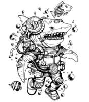 steampunk requin aventure vecteur