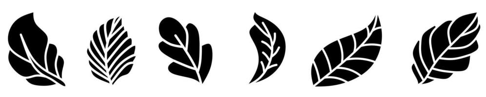 feuilles icône illustration. noir et blanc feuilles icône ensemble. Stock vecteur collection.
