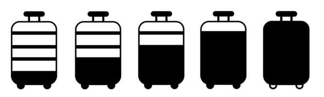 noir et blanc valise icône illustration collection. Stock vecteur. vecteur